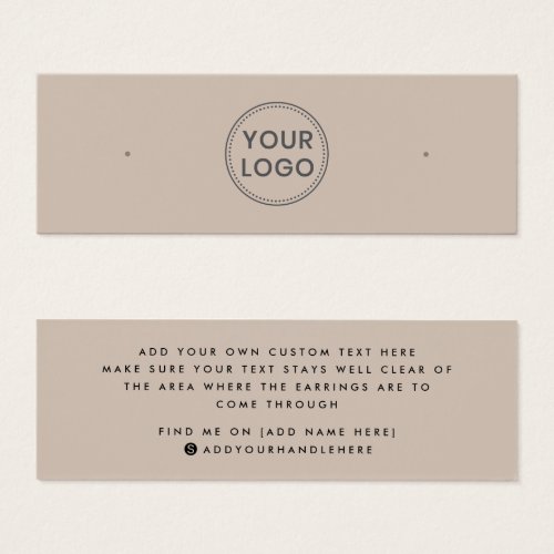 Light brown custom logo stud earring display card