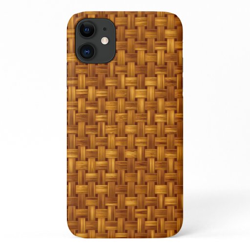 Light brown fabric pattern, wicker netting, rattan iPhone 11 case