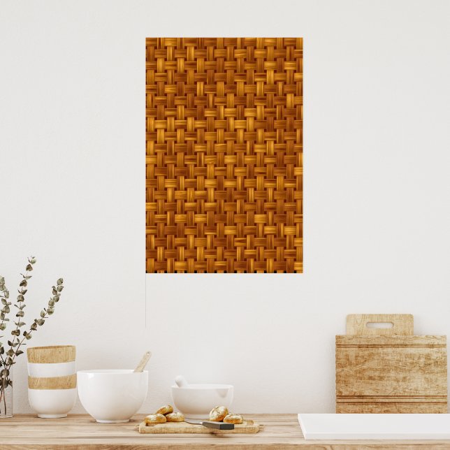 Light brown fabric pattern, wicker netting, rattan poster (Kitchen)