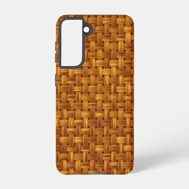 Light brown fabric pattern, wicker netting, rattan samsung galaxy case (Back)