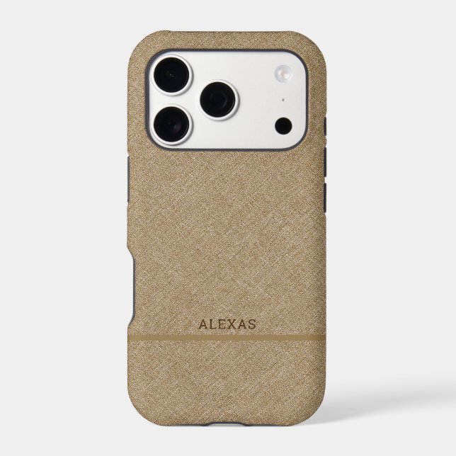 Light brown faux line texture background iphone case (Back)