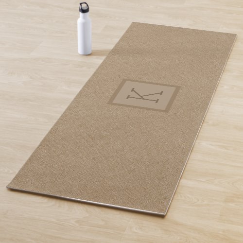 Light brown faux linen texture background yoga mat