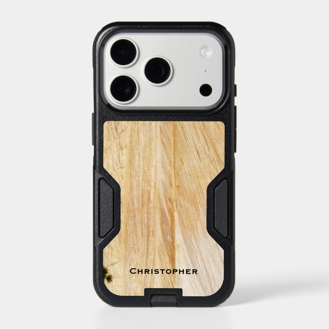 Light Brown Faux Stone, Name, Minimalist Otterbox iPhone Case (Back)