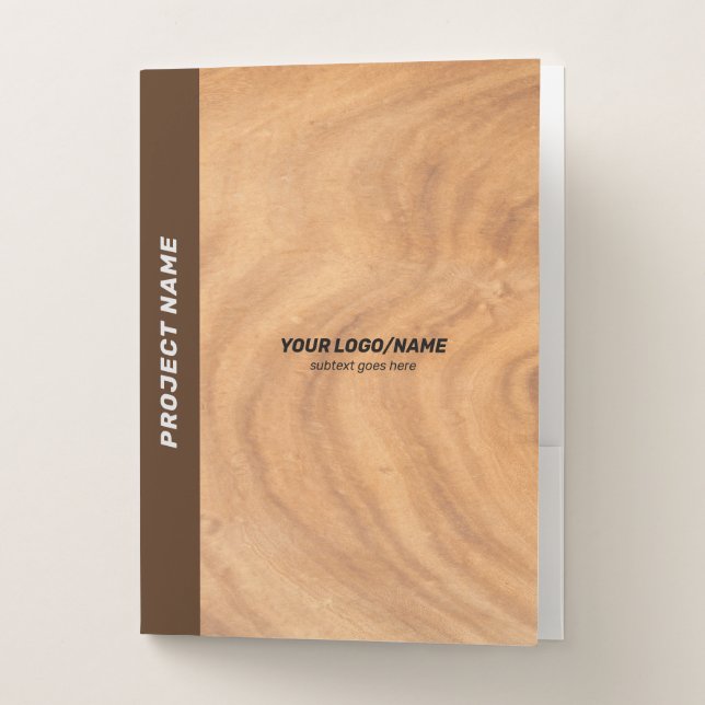 Light-brown Faux Wood Texture Pocket Folder (Front)