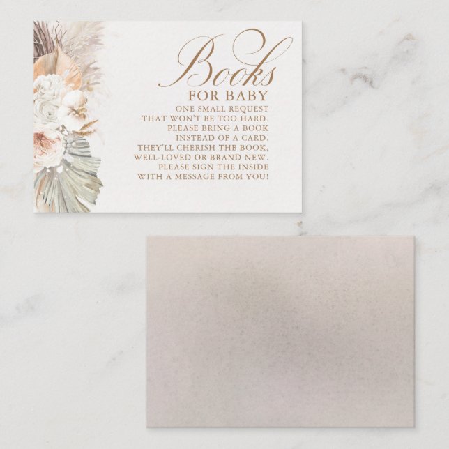Light Brown Floral Exotic Boho Baby Shower Books Enclosure Card (Front/Back)
