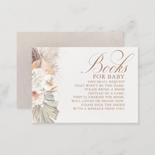 Light Brown Floral Exotic Boho Baby Shower Books Enclosure Card