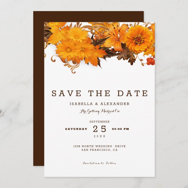 Light Brown Flowers Invitation (Front/Back)
