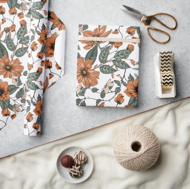 Light brown flowers seamless pattern wrapping paper (Crafts)