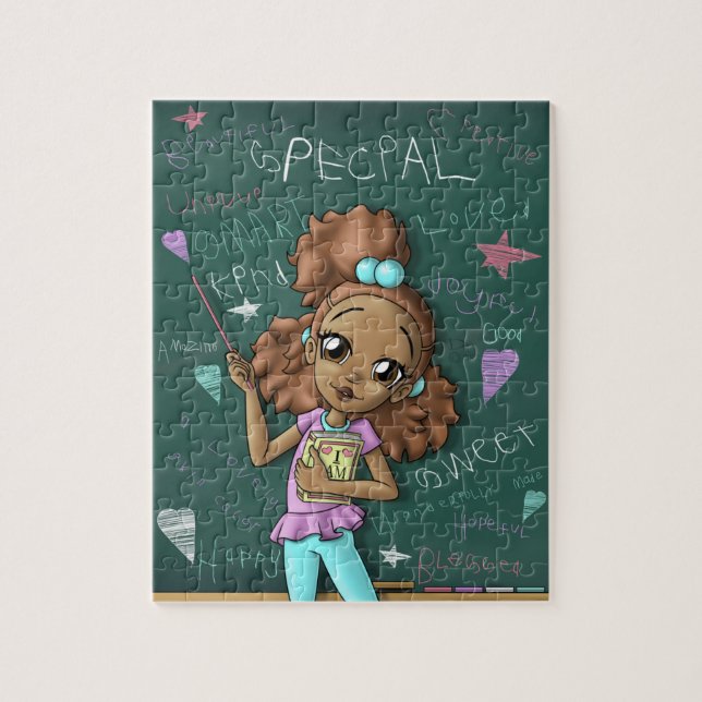 Light Brown Girl and Positive Words Jigsaw Puzzle (Vertical)