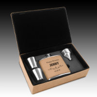 Light Brown Groomsman Leatherette Flask Gift Set