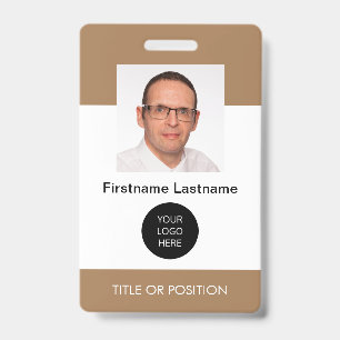 Light Brown ID Photo Name Badge