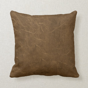 Light Brown Leather look Throw Pillow
