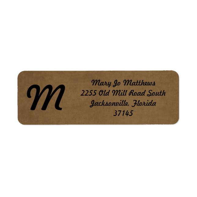 Light brown leather texture label (Front)