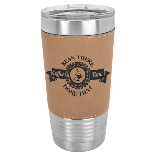 Light Brown Leatherette Stainless Steel Tumbler (Front)