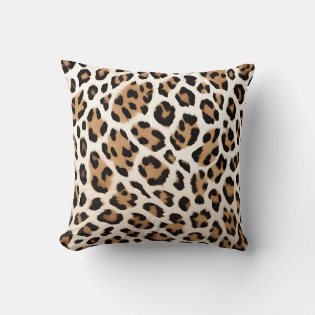 Light Brown Leopard Print  Throw Pillow (Front)