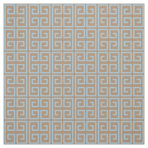 Light Brown, Light Blue Block Pattern Fabric
