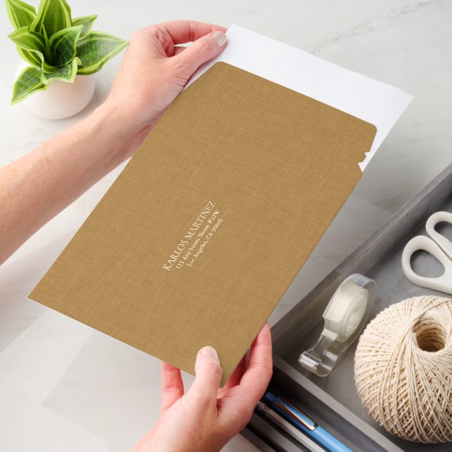 Light Brown Linen Black Typography Envelope Mailers (Desk)