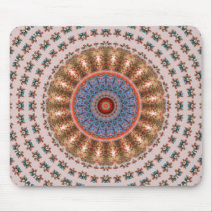 Light Brown Mandala Wheel Mouse Pad