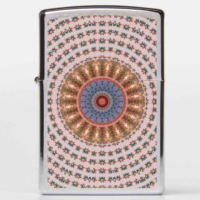 Light Brown Mandala Wheel Zippo Lighter (Front)