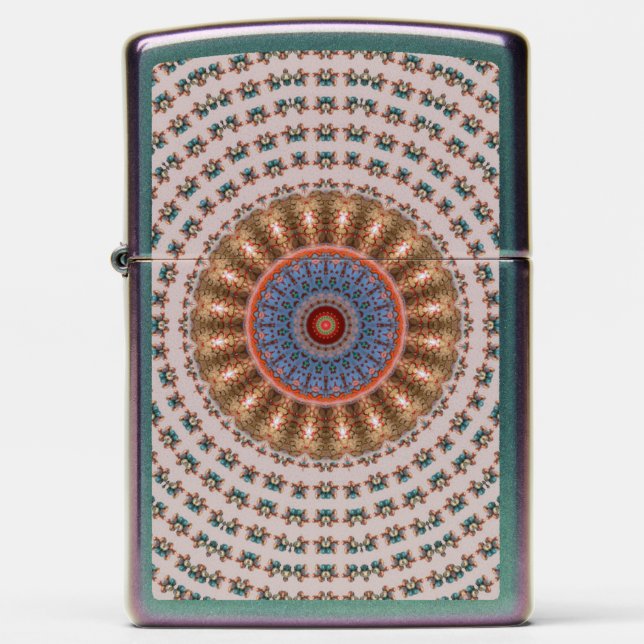Light Brown Mandala Wheel Zippo Lighter (Front)