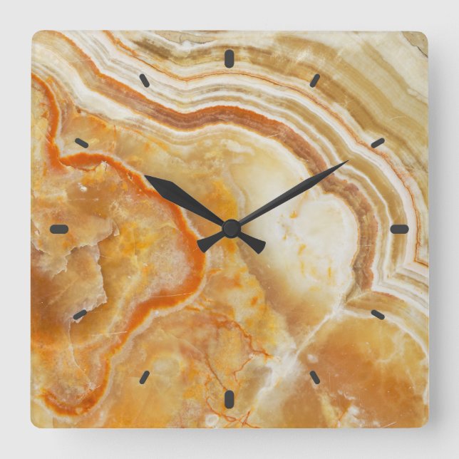 Light Brown Marble Square Wall Clock (Front)