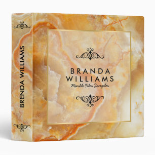 Light Brown Marble Texture With Gold & Black Frame Binder