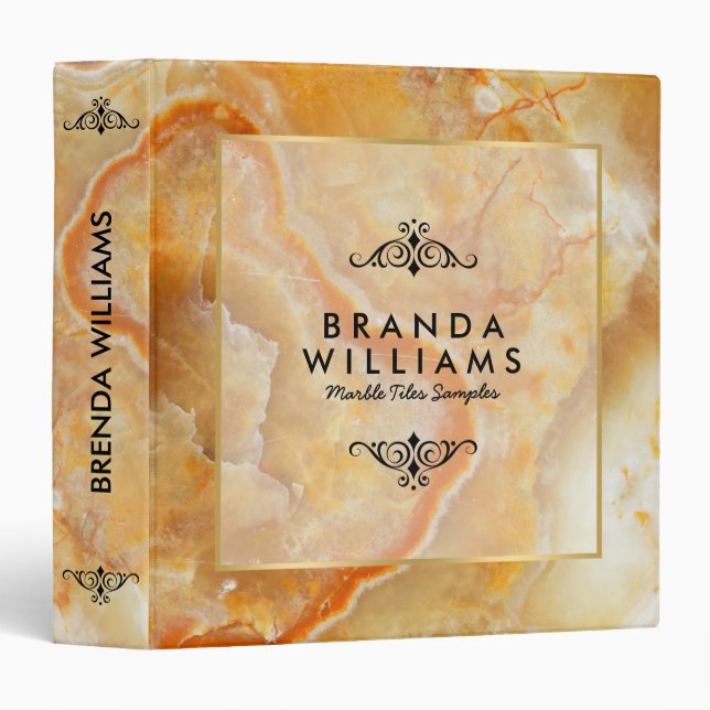 Light Brown Marble Texture With Gold & Black Frame Binder (Front/Spine)