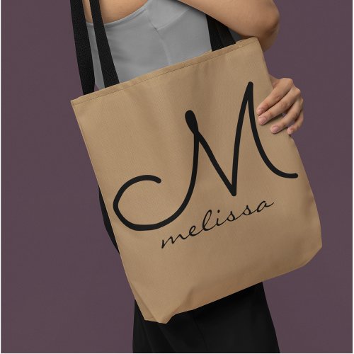 Light Brown Medium Tote Bag With Her Name