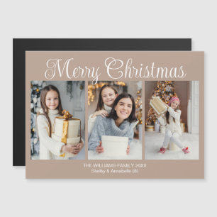Light Brown Merry Christmas 2026 Photo Magnet Card
