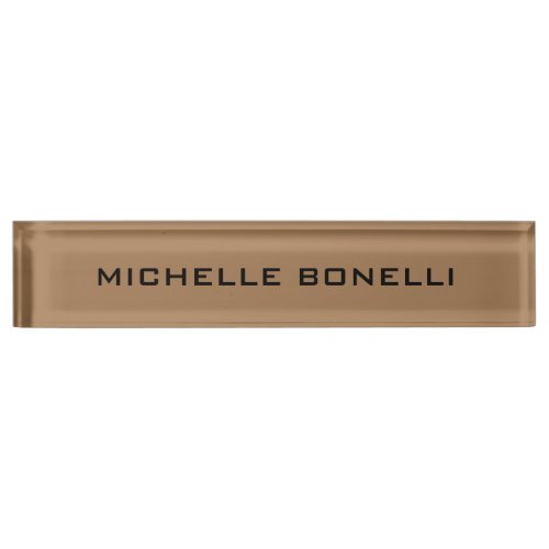 Light Brown Minimalist Plain Legible Modern Desk Name Plate