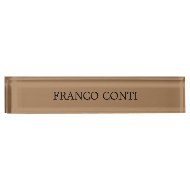 Light Brown Minimalist Plain Modern Desk Name Plate (Front)