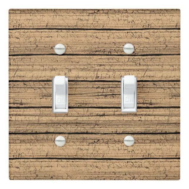 Light Brown Old Weathered Burlywood Plank Pattern Switch Cover (In Situ)