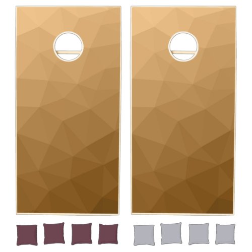 Light brown ombre gradient geometric mesh pattern cornhole set