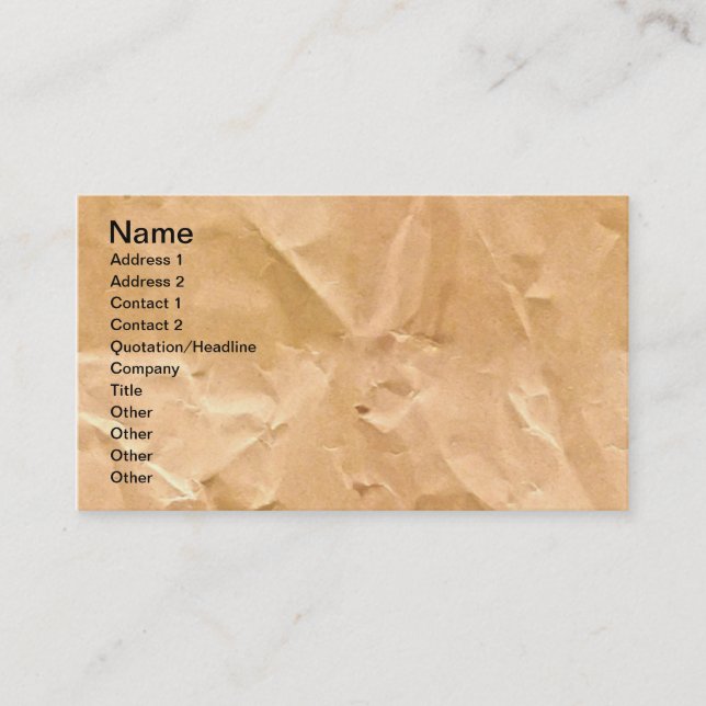 LIGHT BROWN PAPER BAG TEXTURE BACKGROUND WALLPAPER BUSINESS CARD (Front)