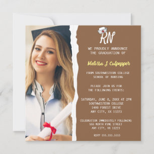 Light Brown Photo Nursing Pinning Ceremony  Invitation