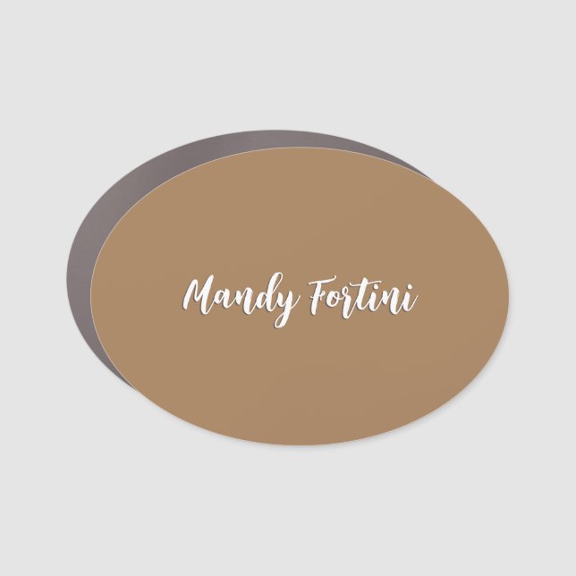 Light Brown Plain Elegant Minimalist Calligraphy Car Magnet (Front)