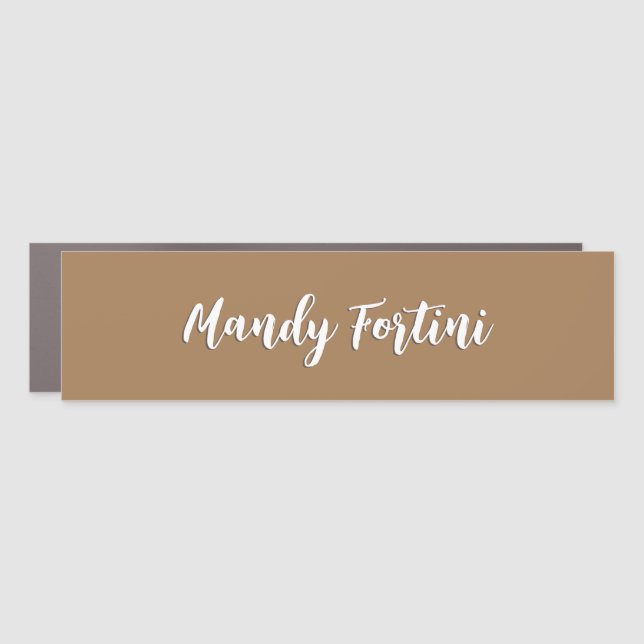 Light Brown Plain Elegant Minimalist Calligraphy Car Magnet (Front)