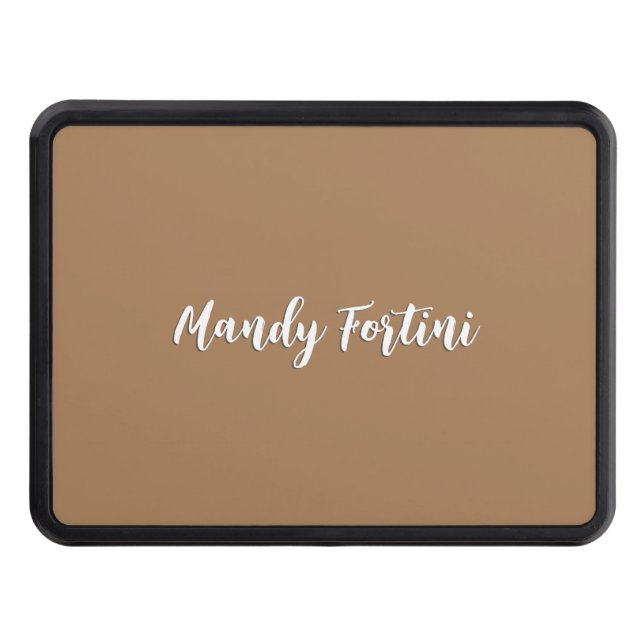 Light Brown Plain Elegant Minimalist Calligraphy Hitch Cover (Front)