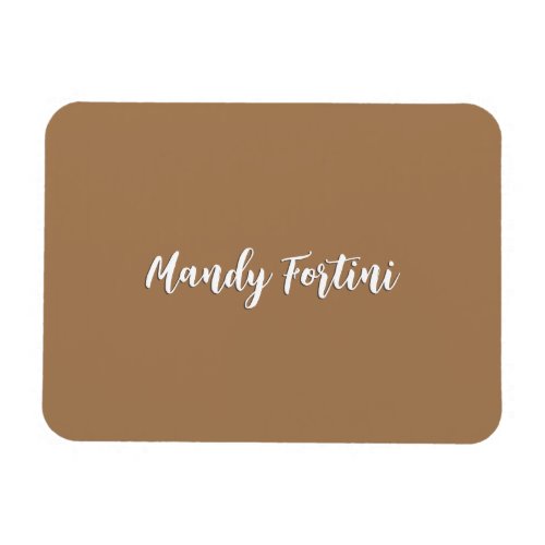 Light Brown Plain Elegant Minimalist Calligraphy Magnet