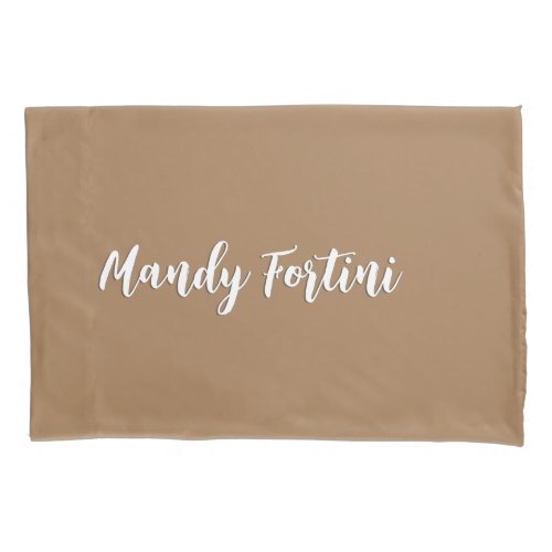 Light Brown Plain Elegant Minimalist Calligraphy Pillow Case