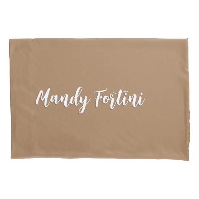 Light Brown Plain Elegant Minimalist Calligraphy Pillow Case (Front)