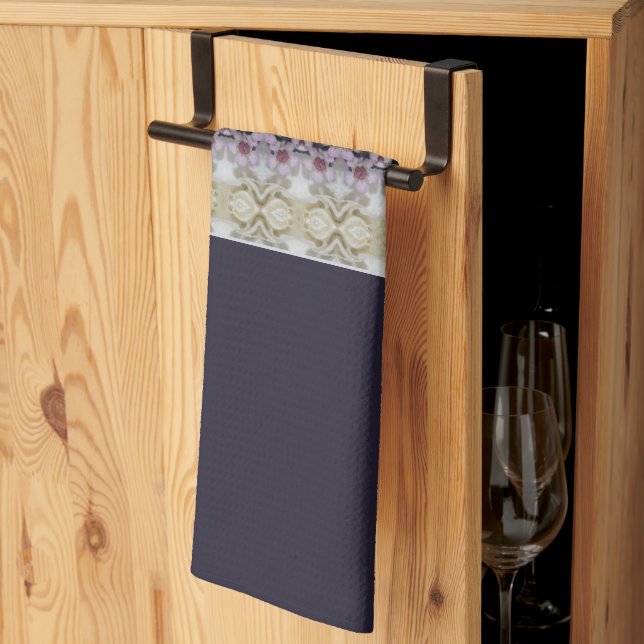 Light brown purple and gray decorative kitchen towel (Thirds Fold)
