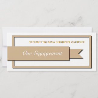 Light Brown Ribbon Engagement Invitation