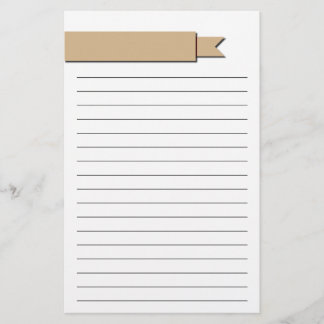 Light Brown Ribbon Lined Stationery