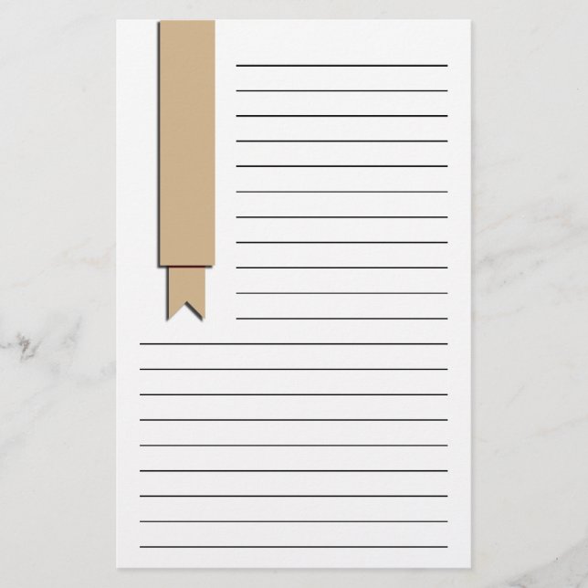 Light Brown Ribbon Lined Stationery (Front)