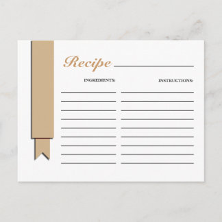 Light Brown Ribbon Recipe Card