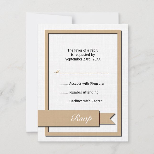 Light Brown Ribbon Rsvp Card (Front)