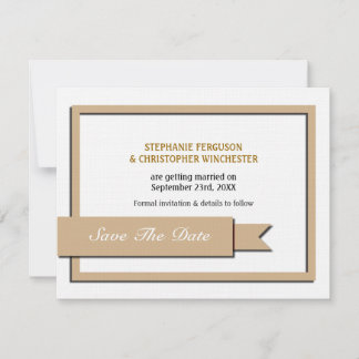 Light Brown Ribbon Save The Date Invitation