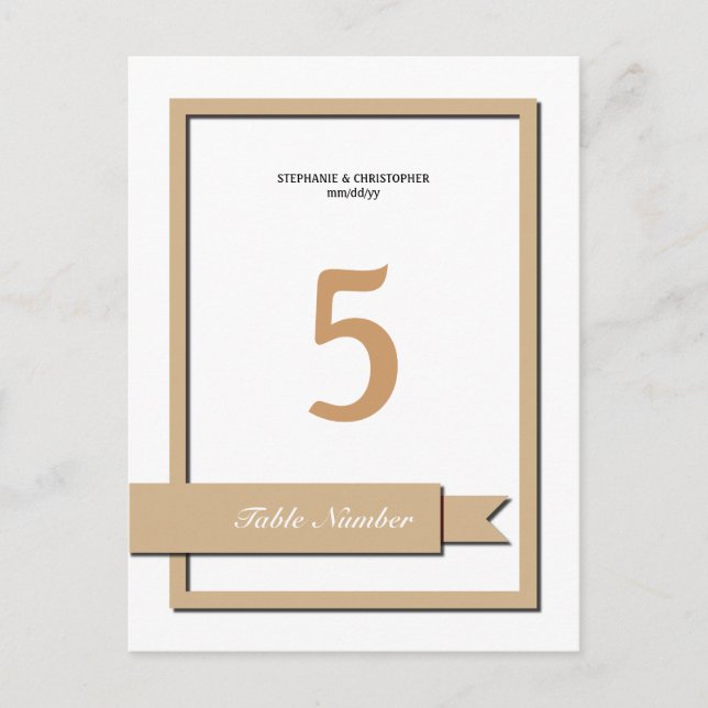 Light Brown Ribbon Table Number (Front)