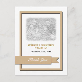 Light Brown Ribbon Thank You Photo Postcard